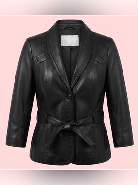 🖤 90s/Y2K VINTAGE LEATHER PEPLUM BLAZER 🖤 Women’s Sz S Peplum Bottom Goth Vixen